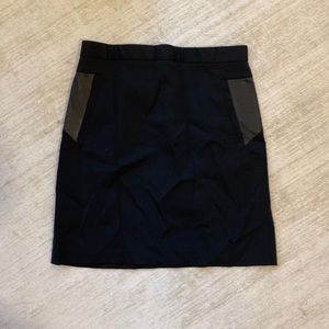 The Kooples Black Skirt with Leather Detail